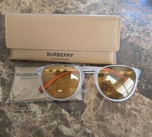 Burberry Sunglasses with Gold Lenses and Silver Frame